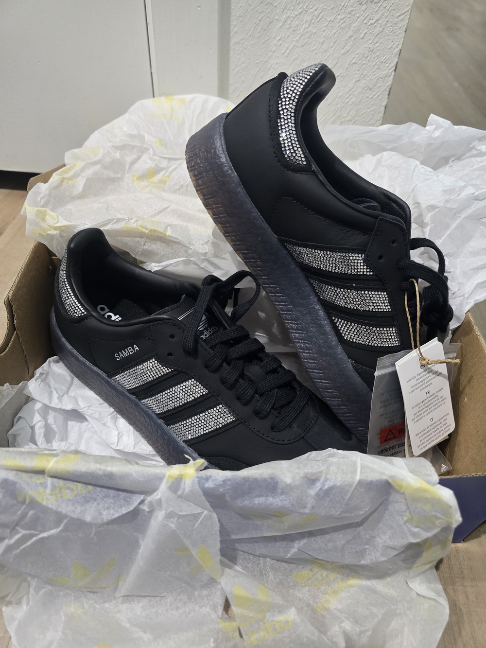 Women's Adidas Samba Platform Sneakers - Black with Silver Rhinestones..... - Picture 4 of 5